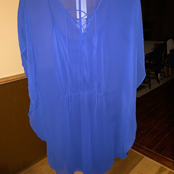Express size small tank dress with attached flowy mesh. Freshly washed. - Picture 2 of 2